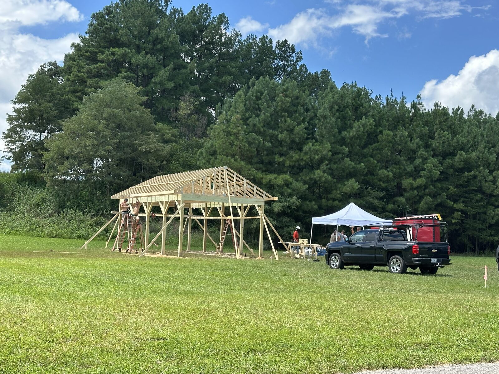 Dog park pavilion under construction